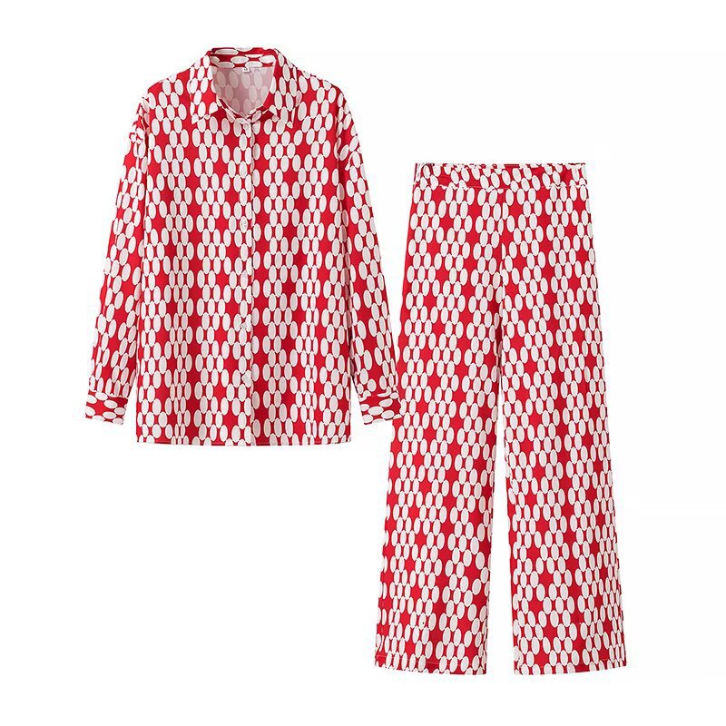 Damen Weite Palazzo-Hose mit modernem geometrischem Muster