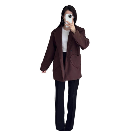 Damen Oversized Blazer-Mantel mit herzförmigen Taschen Shop Nory
