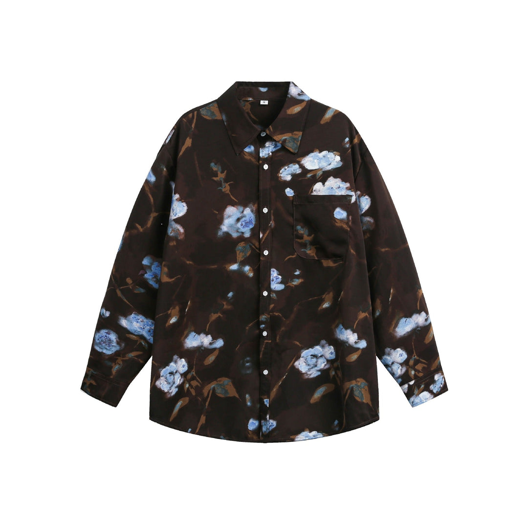 Damen Oversize-Hemdbluse mit floraler Aquarell-Print und Brusttasche Shop Nory