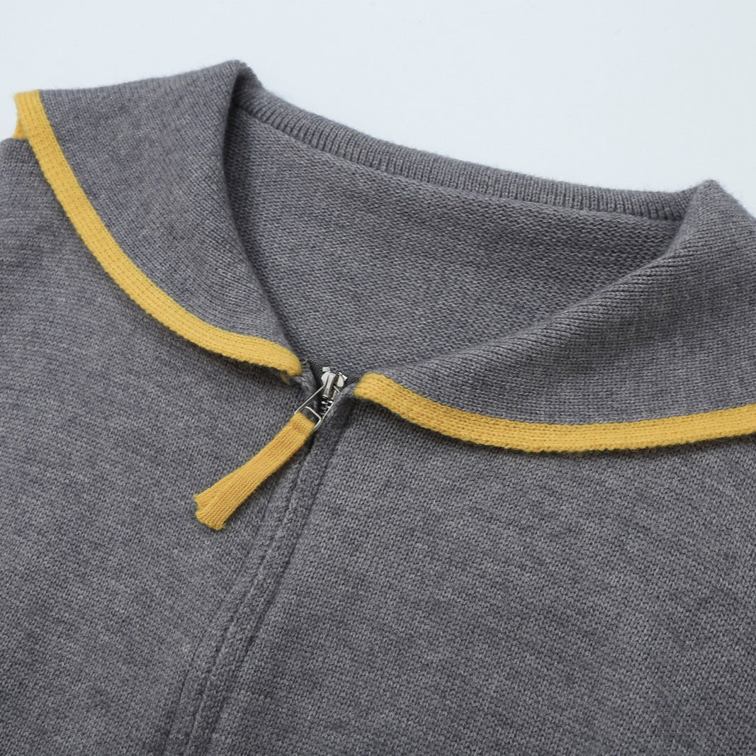 Damen Strick-Cardigan mit Matrosenkragen und Kontrastkanten Shop Nory