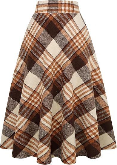 Damen Schwingender A-Linien Rock im modischen Karomuster Shopnory