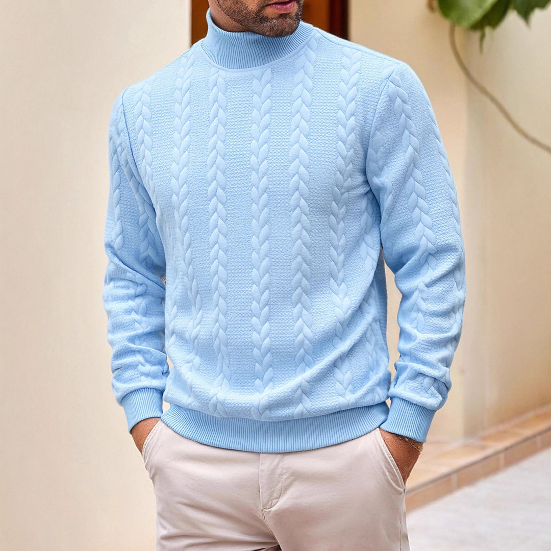 Herren Rollkragenpullover mit Zopfstrickmuster und gerippten Bündchen Shop Nory