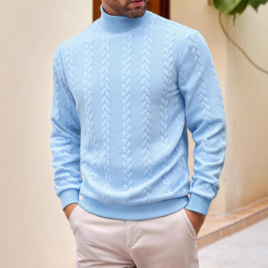 Herren Rollkragenpullover mit Zopfstrickmuster und gerippten Bündchen Shop Nory