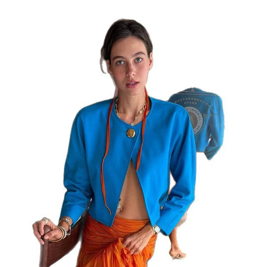 Damen Kurzblazer im Bolero-Stil mit strukturierter Silhouette und Zierknopf Shop Nory