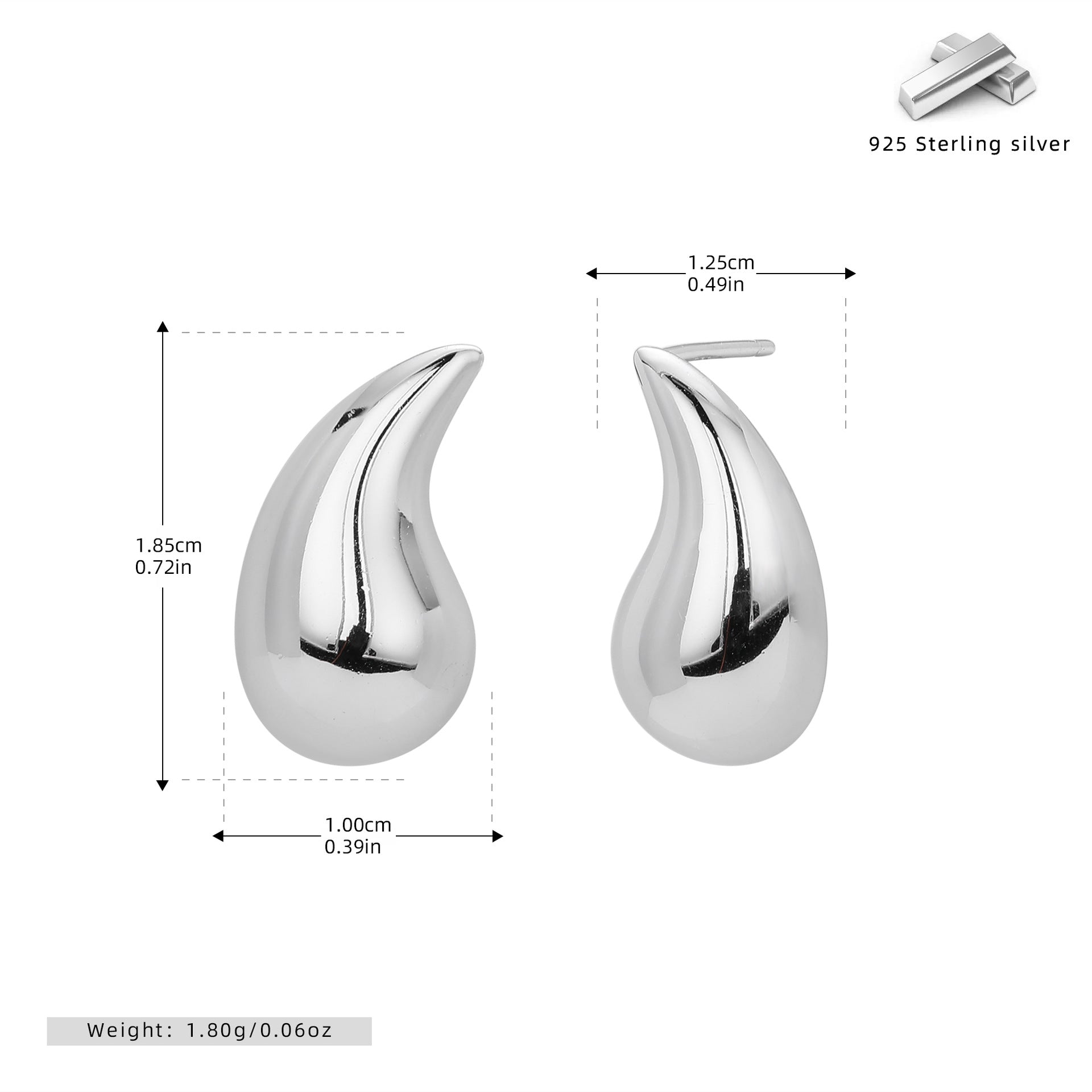 Damen Ohrhänger im zeitgenössischen Tropfen-Design aus 925 Sterling Silber Shop Nory