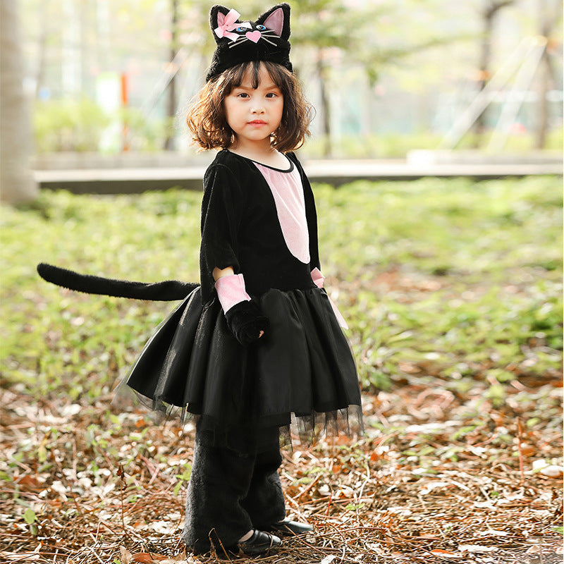 Mädchen Katzenkostüm mit rockiger Tüllschicht und zauberhaften Details Shop Nory