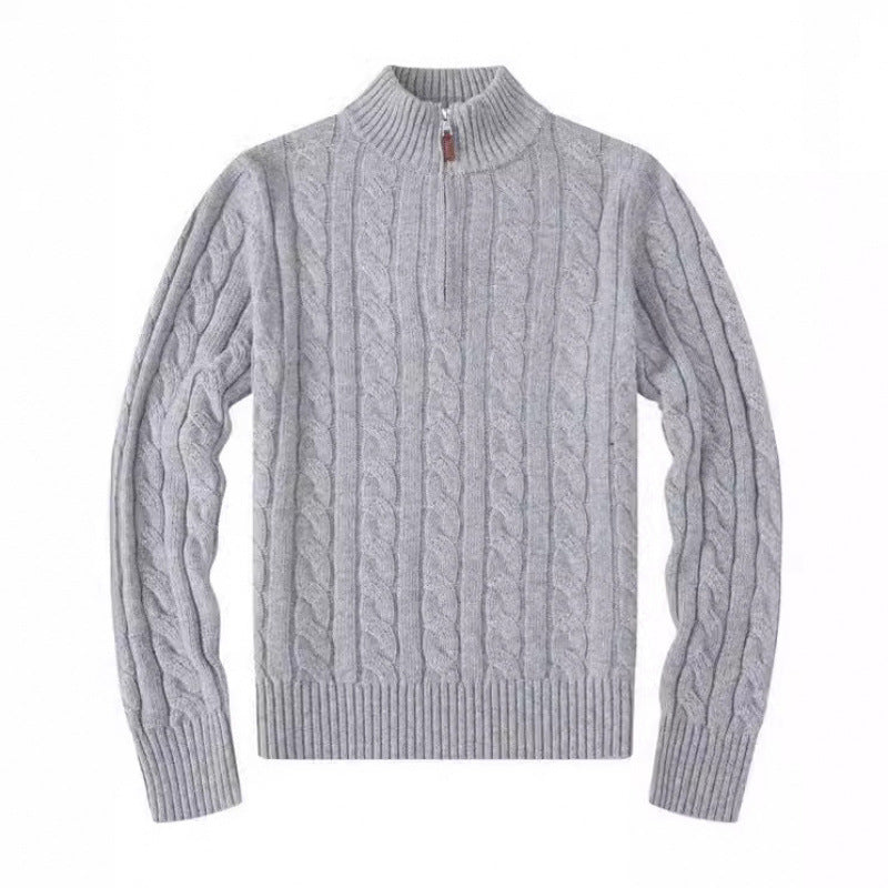 Herren Kabelstrickpullover mit Halbzip und Stehkragen aus weicher Kaschmirmischung Shop Nory