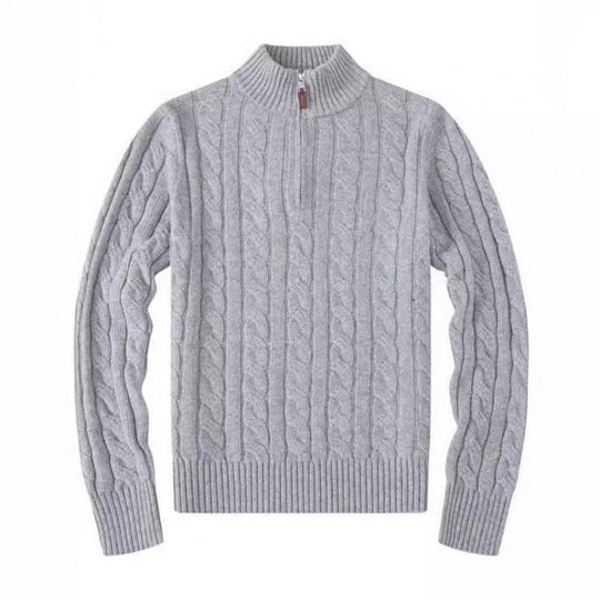 Herren Kabelstrickpullover mit Halbzip und Stehkragen aus weicher Kaschmirmischung Shop Nory