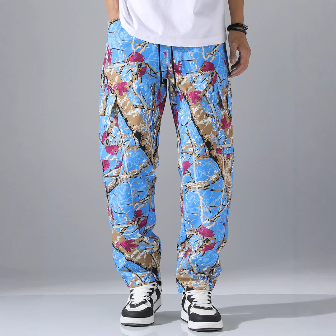 Herren Gemusterte Cargo-Jogginghose mit Tunnelzugbund, Cargo‑Taschen & elastischen Knöchelbündchen Shop Nory