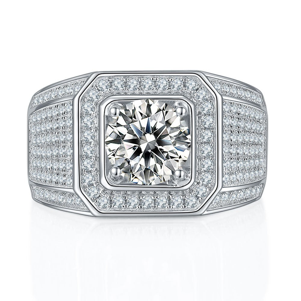 Damen Hochwertiger Ring mit quadratischem Zirkonia und funkelndem Pavé-Besatz Shop Nory