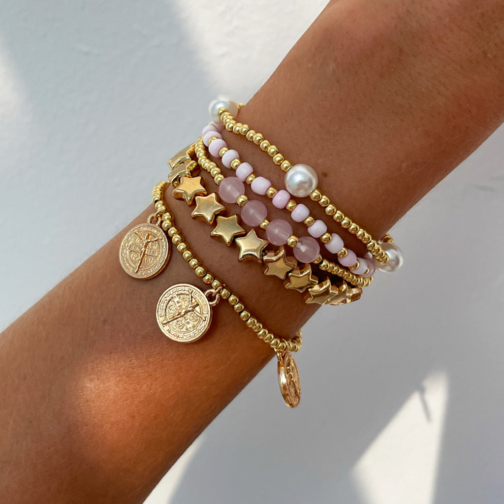 Damen Armbandset mit bunten Perlen und lebensbejahenden Charms Shop Nory