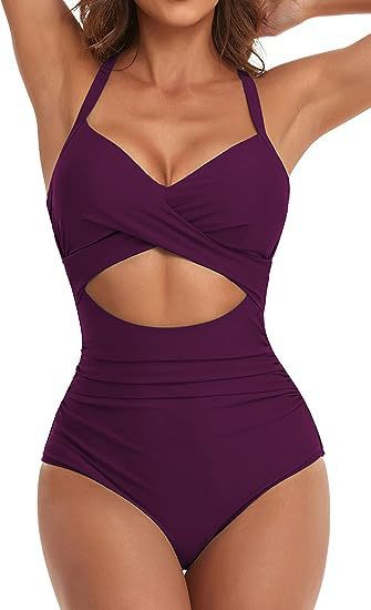 Damen Einteiliger Badeanzug mit elegantem Wickelschnitt