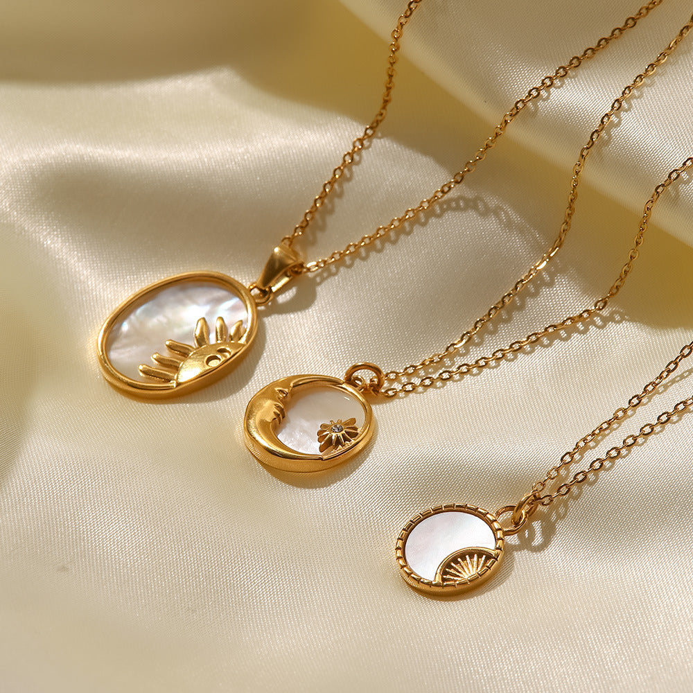Damen Halskette mit elegantem Mond- und Sonnenanhänger Shop Nory