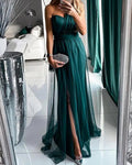 Damen Elegantes Abendkleid mit schulterfreiem Schnitt und hohem Beinschlitz