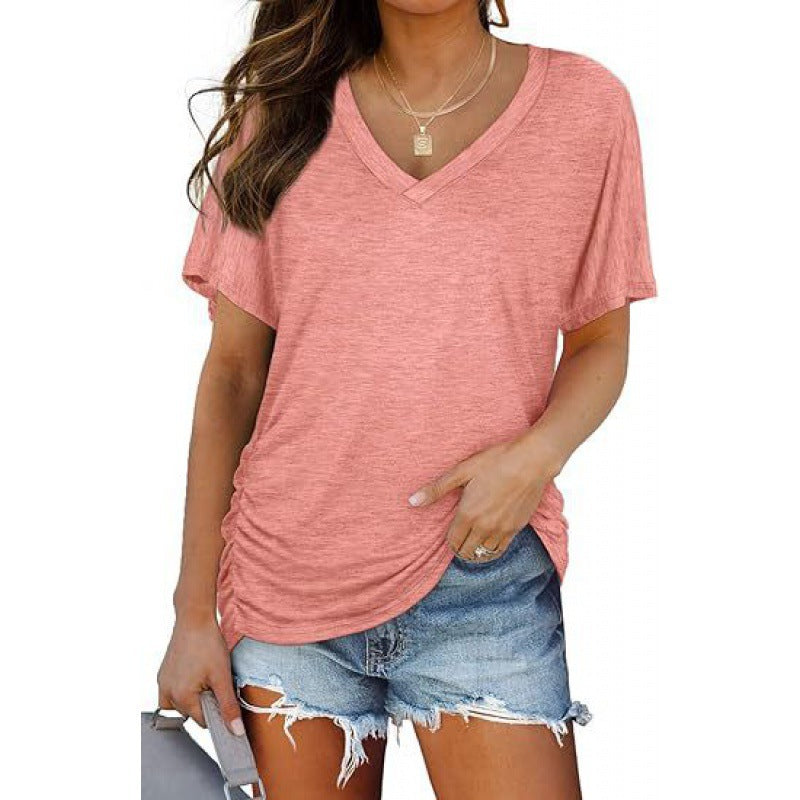 Damen V-Ausschnitt T-Shirt Aus Weichem Single Jersey