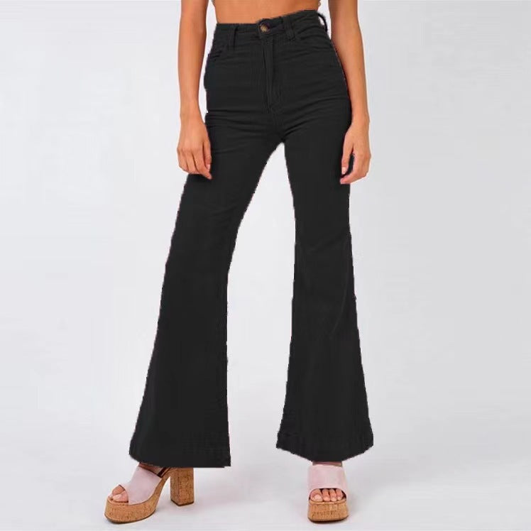 Damen Hochtaillierte Schlaghose mit weitem Bein und Stretchbund Shop Nory
