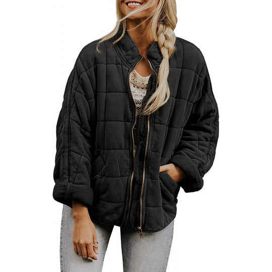 Damen Steppjacke im Oversized Schnitt mit Stehkragen und verdecktem Reißverschluss Shop Nory