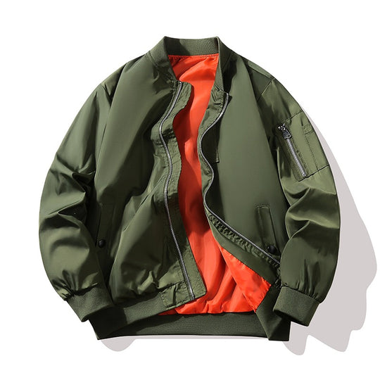 Herren Bomberjacke im Fliegerstil mit kontrastfarbenem Innenfutter, Ärmel‑Reißverschlusstasche & Rippenbündchen Shop Nory