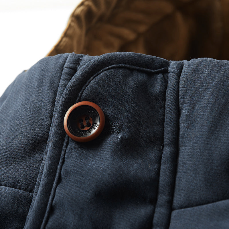 Herren wattierter Parka im Canvas-Look mit Teddyfleece-Innenfutter und Kapuze Shop Nory