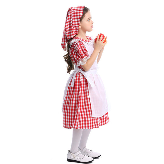 Damen nan traditionelles Bauernmädchenkleid mit Spitzenschürze und Kapuze Shop Nory