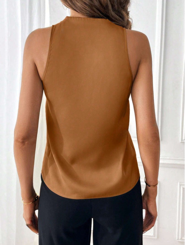 Ärmellose Satin-Weste mit V-Ausschnitt für Damen
