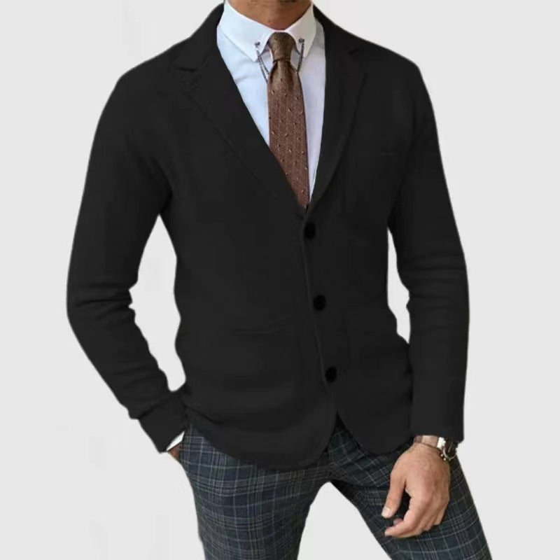 Herren lässige Strickjacke mit Knopfleiste und aufgesetzten Taschen