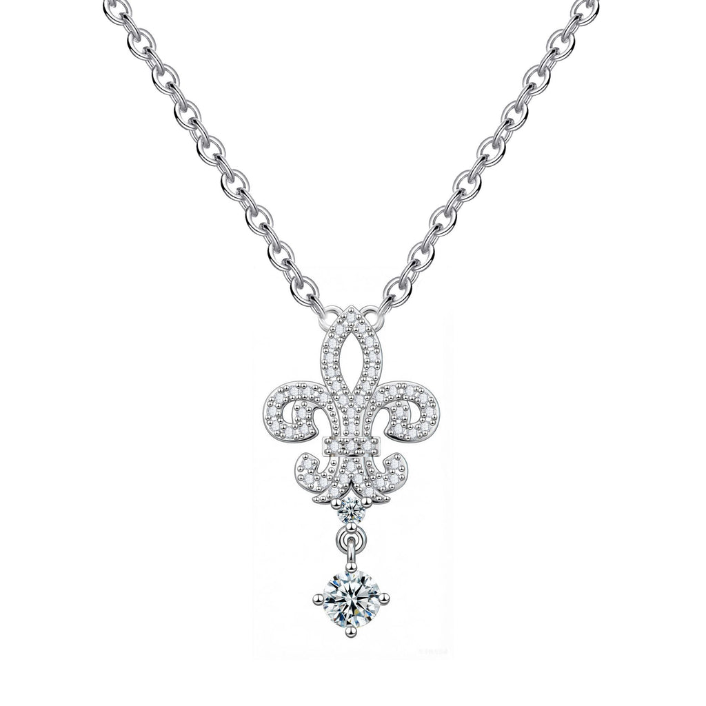 Damen Halskette mit floralen Design und funkelndem Anhänger Shop Nory