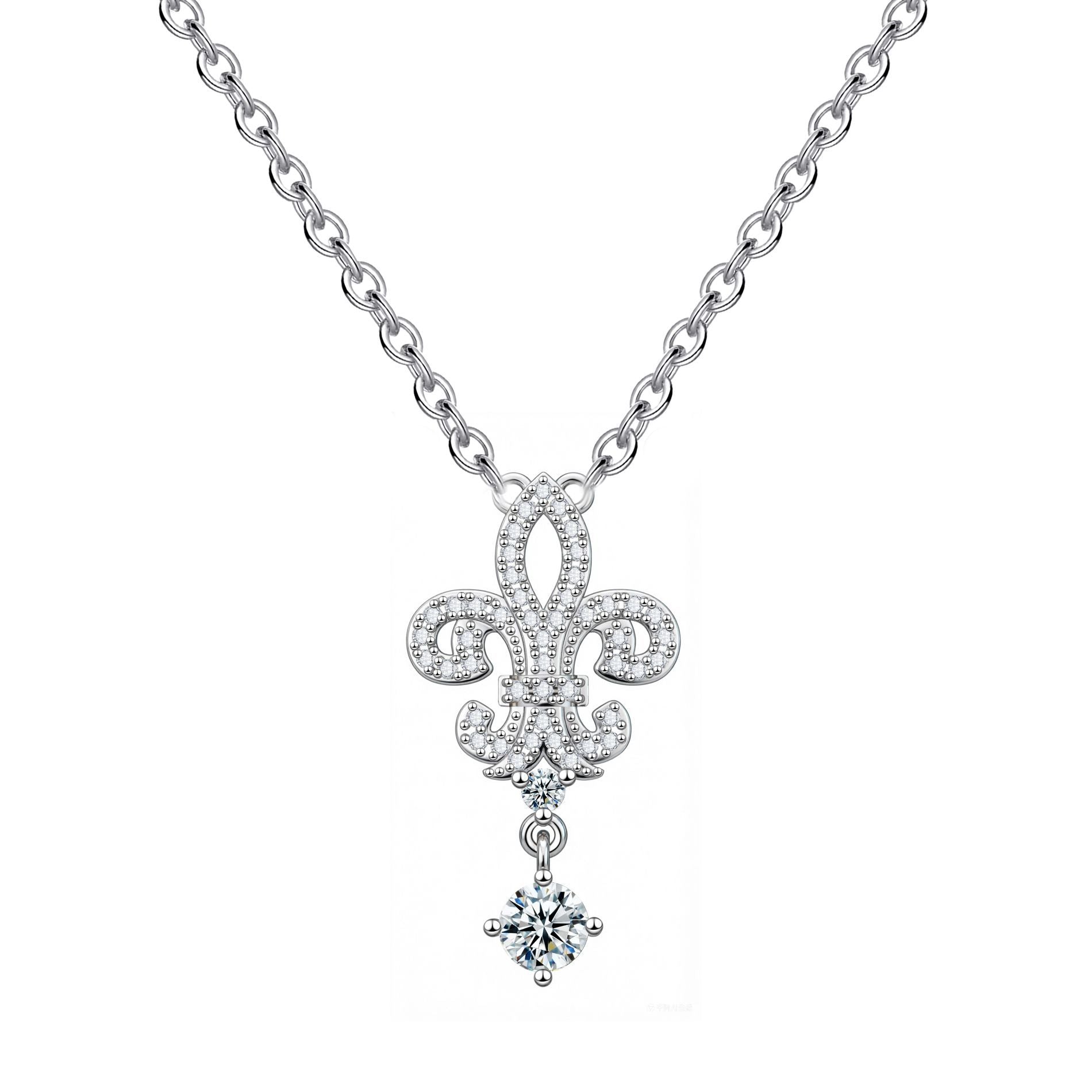 Damen Halskette mit floralen Design und funkelndem Anhänger Shop Nory