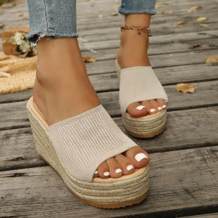 Damen Wedge-Sandaletten mit weichem Obermaterial und bequemer Sohle