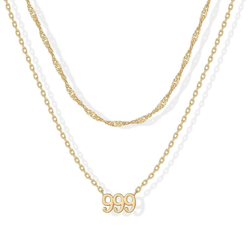 Damen mehrlagige Halskette mit individuellem Zahlenschmuck und eleganten Kettendesigns Shop Nory
