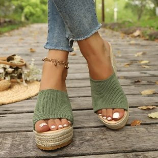 Damen Wedge-Sandaletten mit weichem Obermaterial und bequemer Sohle
