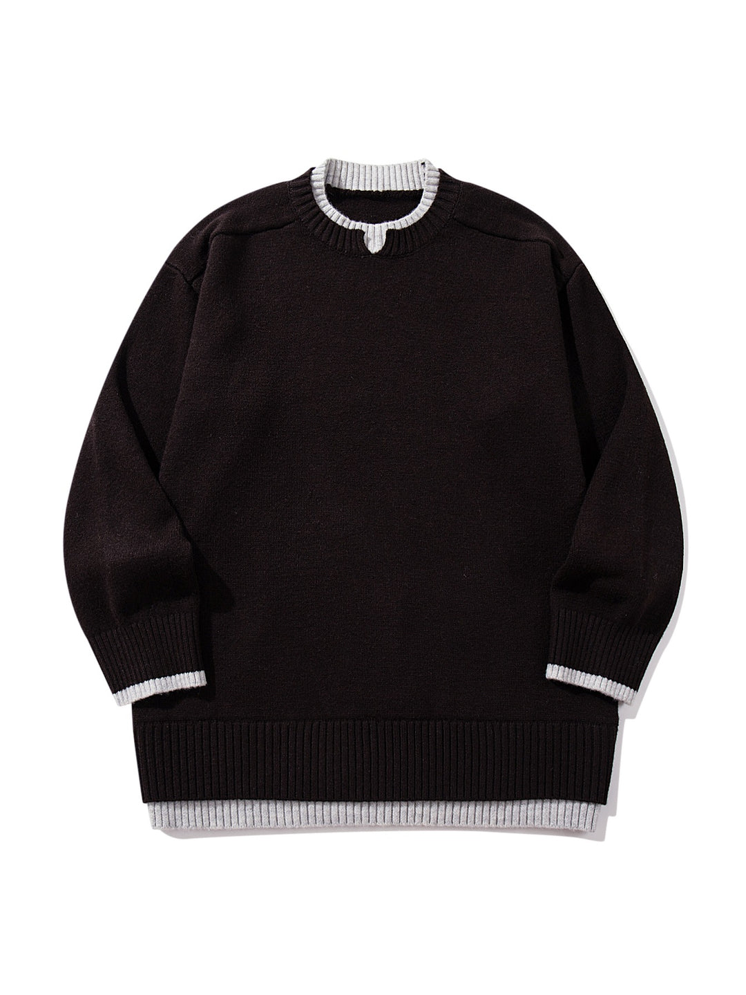 Damen Oversize‑Strickpullover mit kontrastiertem Rippkragen und verlängertem Bund Shop Nory