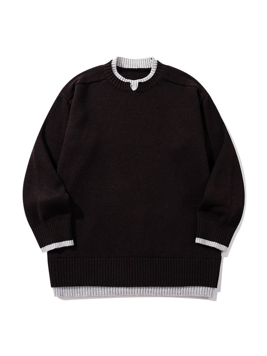 Damen Oversize‑Strickpullover mit kontrastiertem Rippkragen und verlängertem Bund Shop Nory