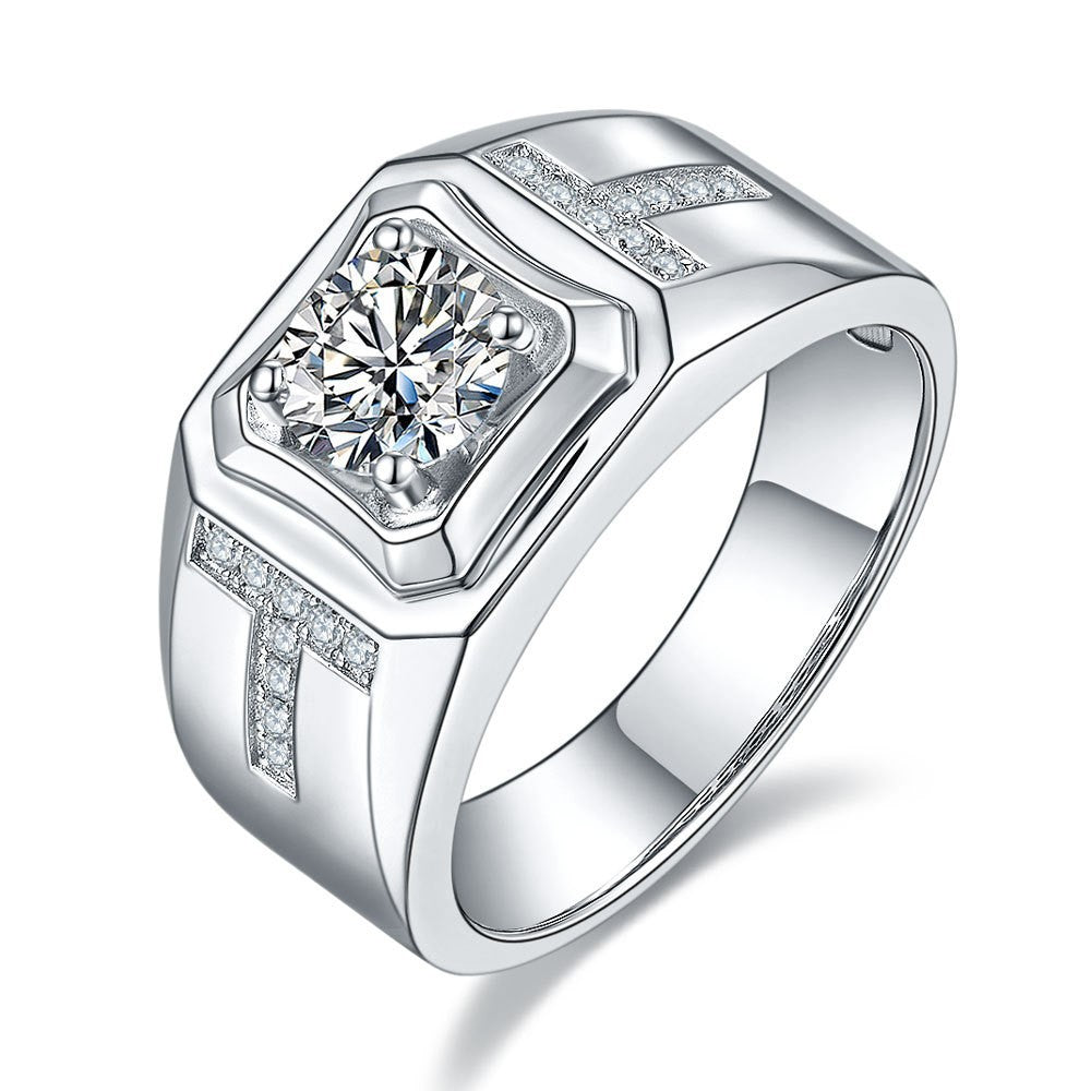 Damen Designerkreuz-Ring mit funkelndem Solitär und Zirkoniasteinen Shop Nory