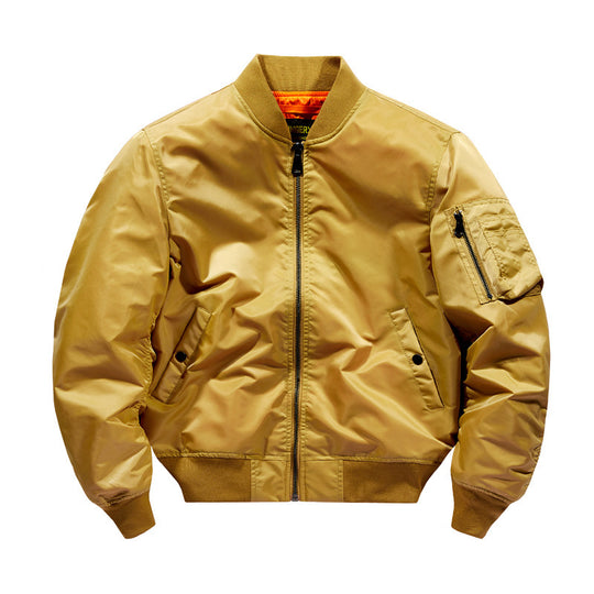 Herren Modernes Nylon-Flightbomber mit kontrastierendem Innenfutter, Ärmeltasche und elastischem Rippbündchen Shop Nory