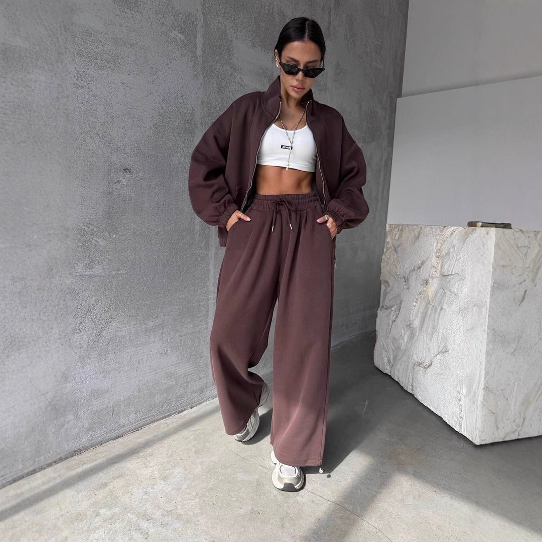 Damen oversized Sweatset mit Reißverschlussjacke und weiten Jogginghose Shop Nory