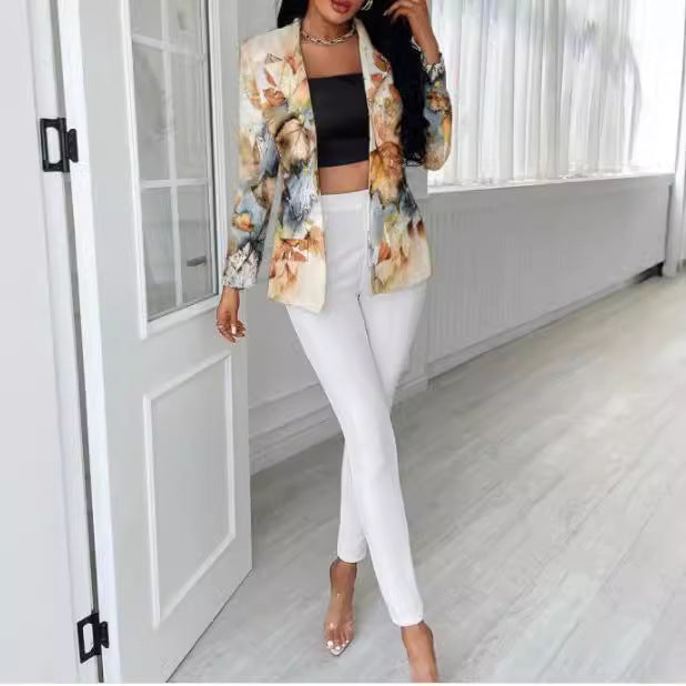 Damen Asymmetrisches Hahnentritt-Tailoring-Set mit Zweifarbiger Halb-Detailierung Shop Nory