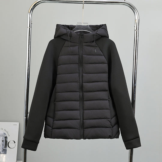 Damen nan gesteppte Hybridjacke mit Kapuze, Softshell-Ärmeln und leichter Thermoisolierung Shop Nory