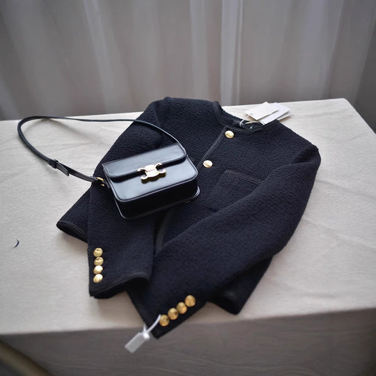 Damen Modische Boucléjacke mit goldenen Knöpfen Shop Nory
