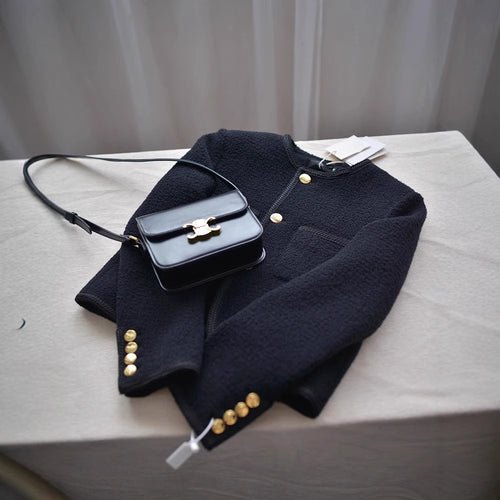 Damen Modische Boucléjacke mit goldenen Knöpfen Shop Nory