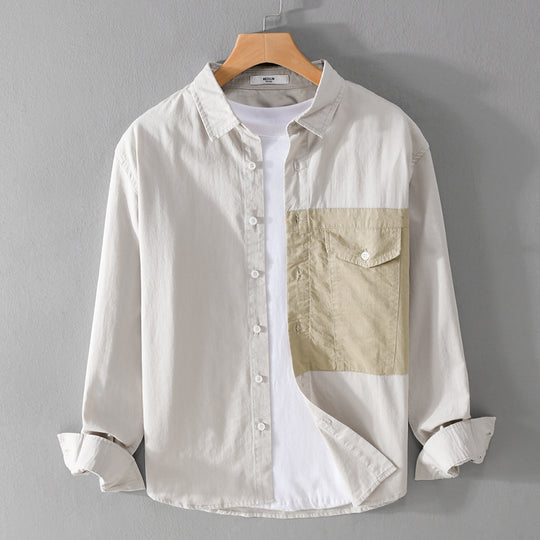 Herren Kontrast-Brusttaschen-Overshirt aus leichter Baumwollmischung mit Relaxed‑Fit Shop Nory