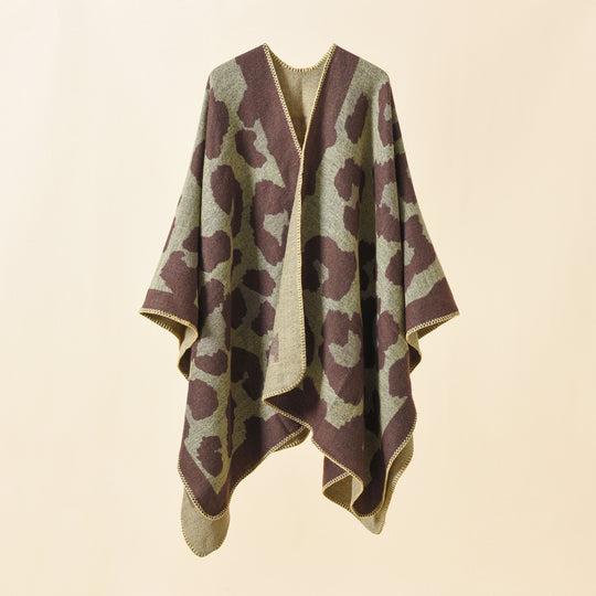 Damen Oversize-Strickruana mit grafischem Jacquard und Zierstich Shop Nory