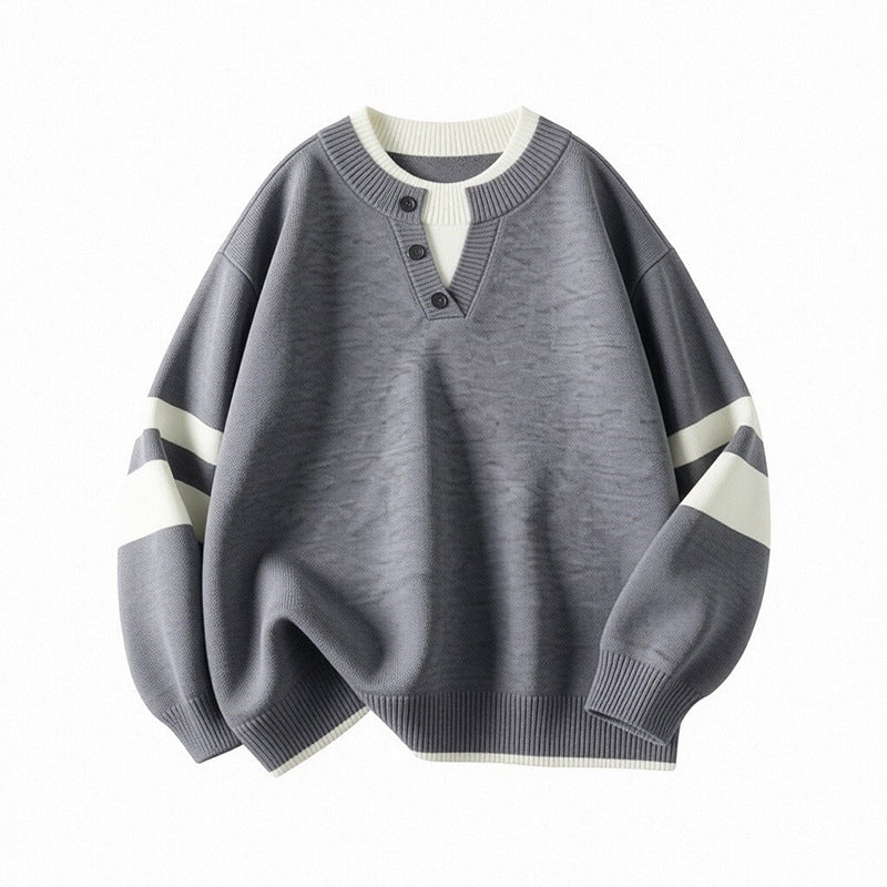 Damen Sportlicher Oversize-Pullover mit Knopfleiste Shop Nory