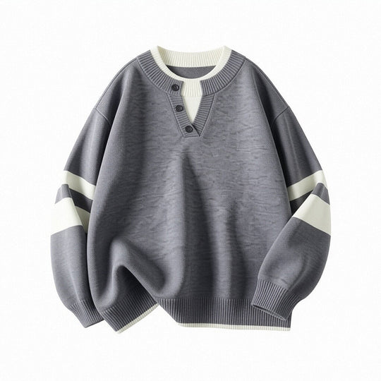 Damen Sportlicher Oversize-Pullover mit Knopfleiste Shop Nory