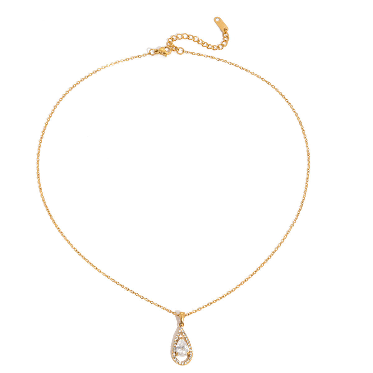 Damen Halskette mit tropfenförmigem Zirkonia-Anhänger und hypoallergenem Edelstahl Shop Nory