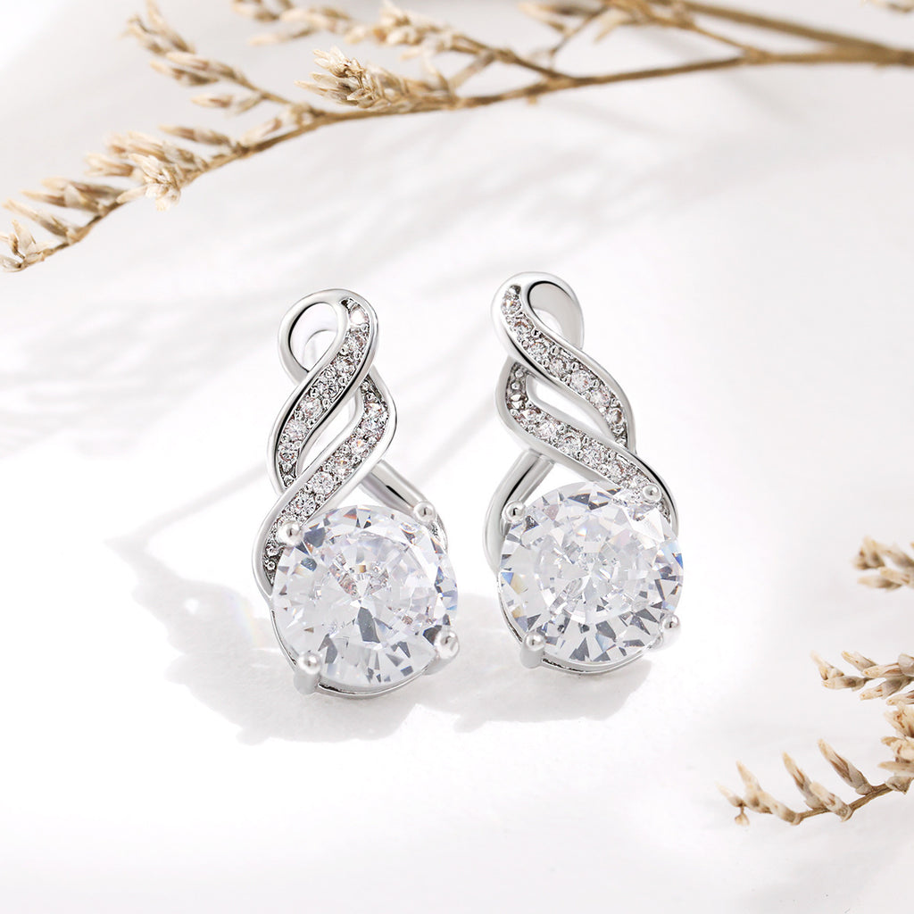 Damen elegante Ohrringe mit funkelndem Zirkon und geschwungenem Design Shop Nory
