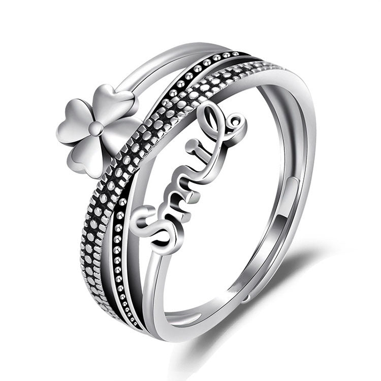 Damen filigraner Ring mit floralem Design und inspirierender Botschaft Shop Nory