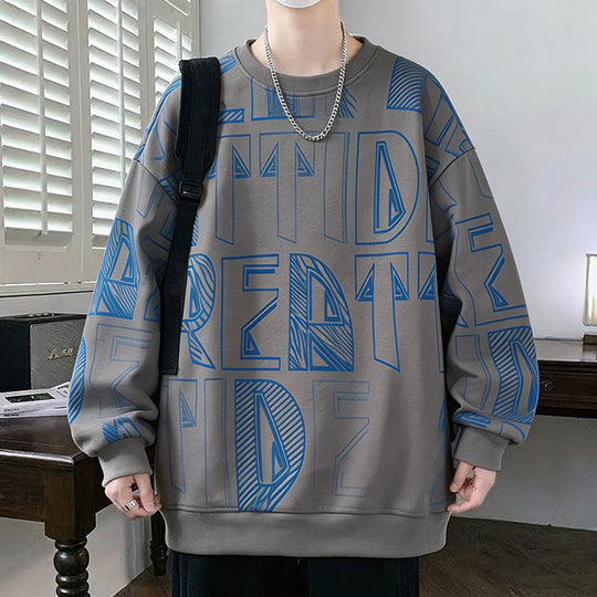 Herren Oversized-Sweatshirt mit großflächigem Lettering-Print und geripptem Saum Shop Nory