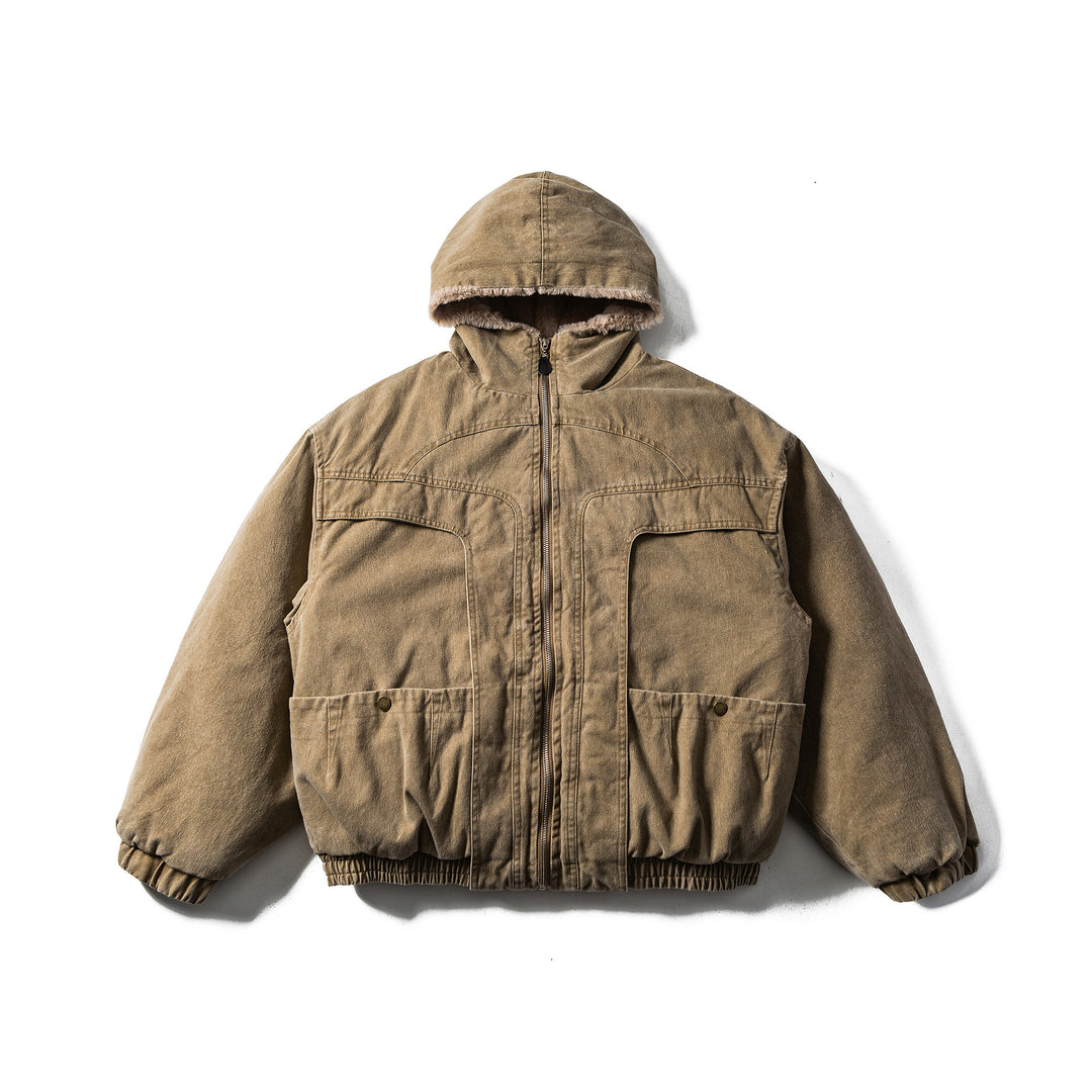 Herren Robuste Kapuzen-Fieldjacke mit Teddyfutter und Utility-Taschen Shop Nory