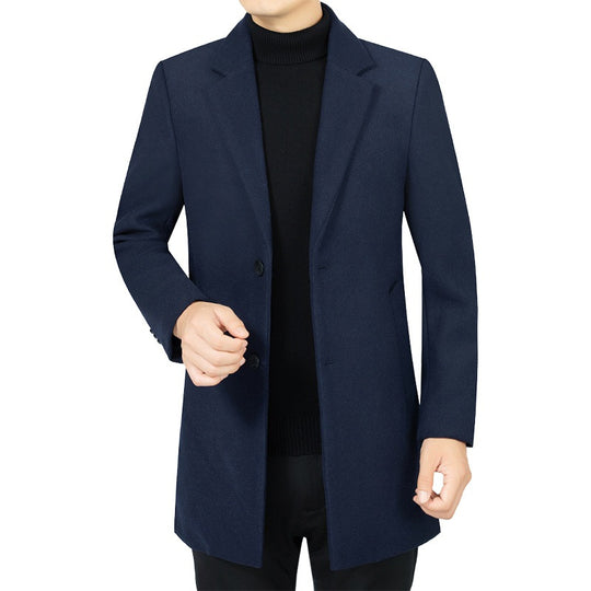 Herren Eleganter taillierter Wollmix-Mantel mit Notch-Revers und Zweiknopfverschluss Shop Nory